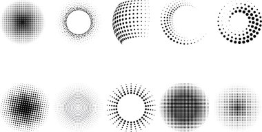 Yarım tonlu noktalı daire koleksiyon vektör tasarımı