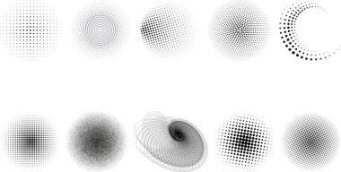 Yarım tonlu noktalı daire koleksiyon vektör tasarımı
