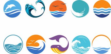 Çember Su simgesi koleksiyon vektör tasarımını ayarla