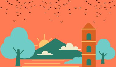 Kentsel illüstrasyon arkaplan tasarımı