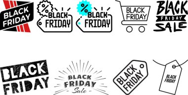 Kara Cuma Alışveriş ikonu koleksiyonu