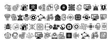 Smart home, Ai Assistants, Automation, Quantum işlemci koleksiyonu koleksiyon vektör tasarımı