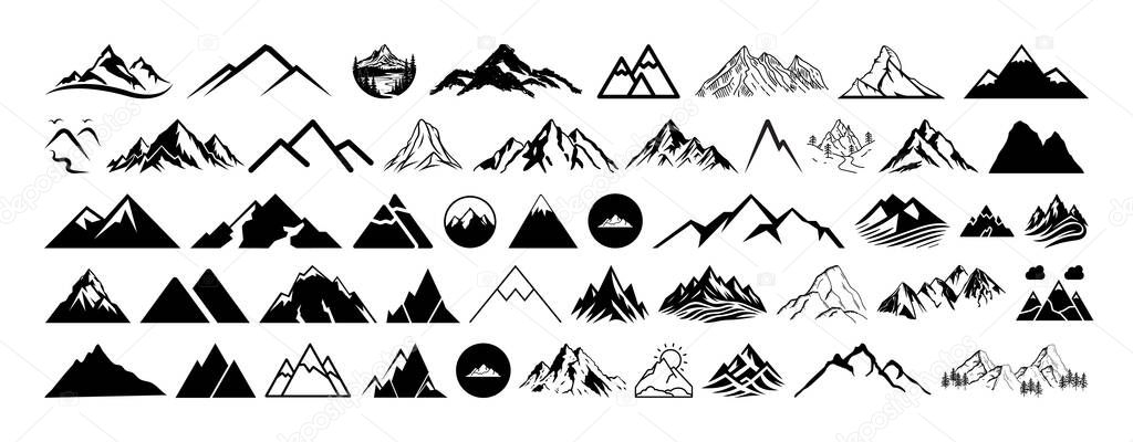 Mega icon collection of Mountain, Range, Hill,Mountain logo and Mountain pick icon set collection vector design