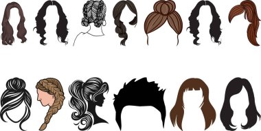 popüler saç stilleri grafik seti koleksiyonu