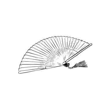 Siyahlı bir yelpazenin gölgeli çizimi.