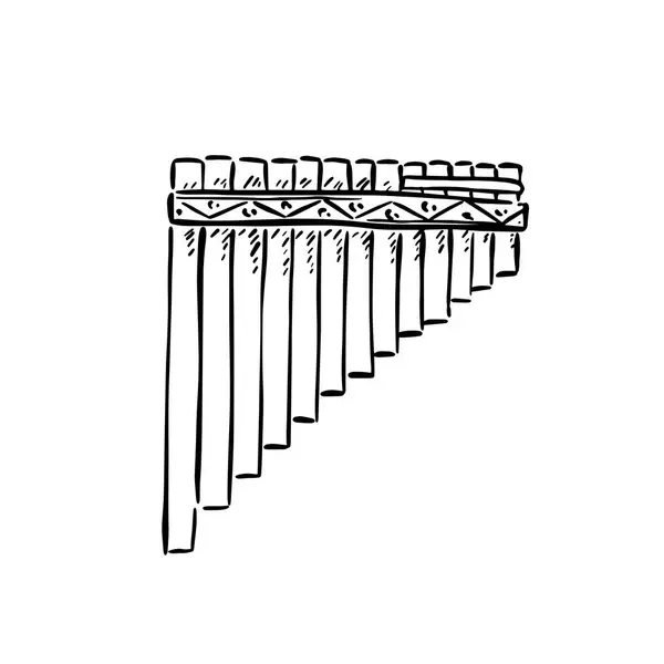 stock vector A line drawn illustration of panpipes in black and white. Vectorised digitally for a variety of uses. Drawn by hand in a sketchy style.