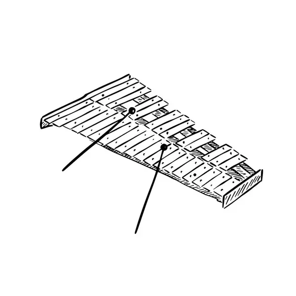 stock vector A line drawn illustration of a xylophone in black and white. Vectorised digitally for a variety of uses. Drawn by hand in a sketchy style.