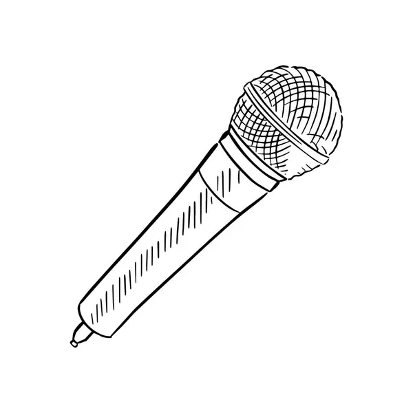 stock vector A line drawn illustration of a microphone. Perfect for a performance poster. Drawn by hand on procreate in black and white with shading.