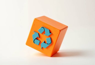 recycling sign with blue background