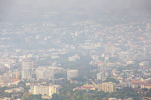 Chiang Mai, Tayland - 14 Mart 2019: Chiang Mai şehrinde hava kirliliği, 2,5 mikrondan küçük partikül madde seviyeleri (PM2.5)