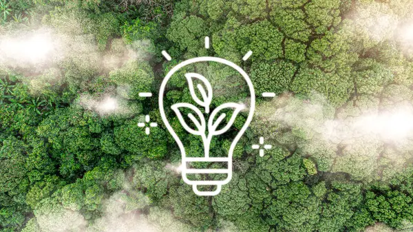 Elektrik prizleri ve yaprak şekillerindeki yeşil enerji Ekosistemler ve sürdürülebilir çevre yaşam tarzları kavramı kısaltması ESG anlamına gelir.