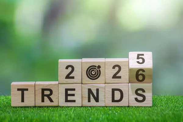 2025 trend konsepti. İş adamı, 2025 yılındaki 2026 değişikliğiyle tahta bloğu elinde tutuyor, pazarlama gözlemcisi, yeni yıl için hedef iş maliyeti ve bütçe planlama hedefleri belirliyor.