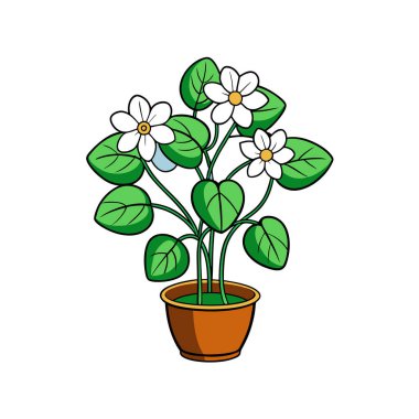 Creative Bold Outline of Bacopa Monnieri Plant clipart