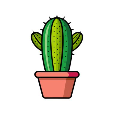 Stylish Cleistocactus Houseplant Illustration clipart