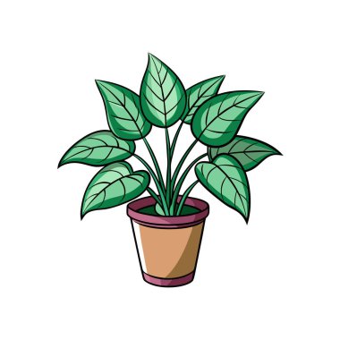 Perovskia Houseplant Bold Outline Design clipart