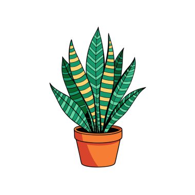 Rattlesnake Plant Houseplant Bold Outline Art clipart