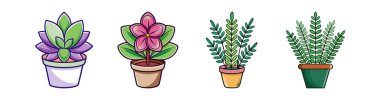 Stylish Pinguicula Butterwort Houseplant Illustration clipart