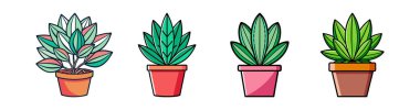 Obregonia Houseplant Bold Outline Art clipart