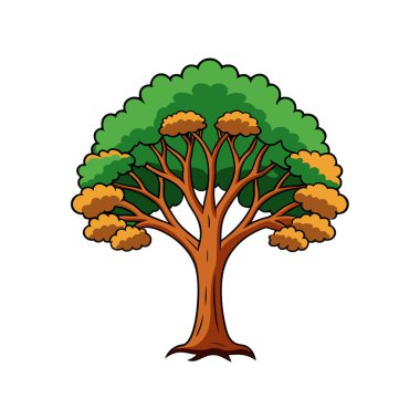 Stylish Amur Corktree Design on White Background clipart