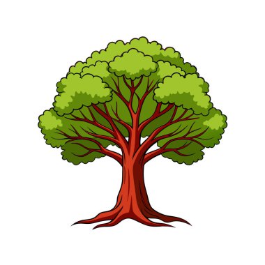 Bold Fiddlewood Tree Illustration on White Background clipart