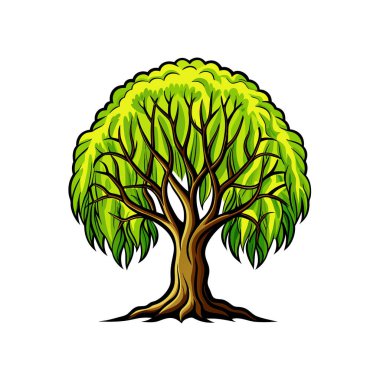 Stylish Goat Willow Tree Design on White Background clipart