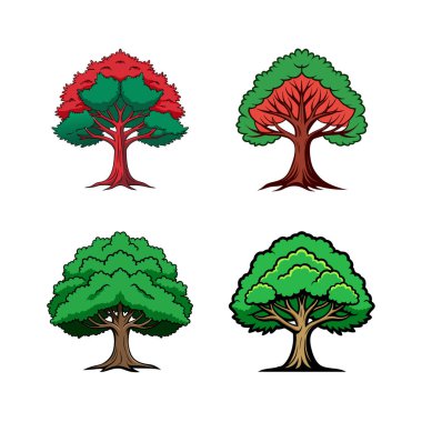 Artistic Chinkapin Tree Illustration with Bold Outline clipart