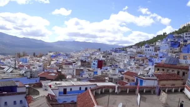 Відеокліп Фільму Чефшоуен Синій Міський Центр Марокко Північна Африка — стокове відео