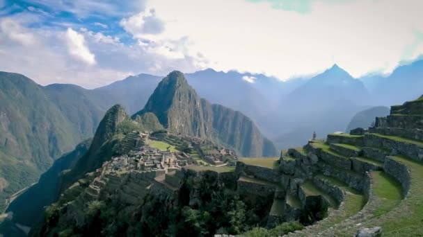 Machu Picchu Peru Setembro 2017 Desfasamento Temporal Cidade Inca Perdida — Vídeo de Stock