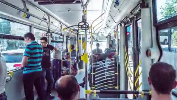Besiktas Istambul Turquia Maio 2017 Tempo Limite Visão Interior Ônibus — Vídeo de Stock