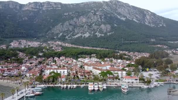 Akyaka Mugla Marzec 2020 Drone Shot Popularnego Miasta Akyaka Malowniczym — Wideo stockowe