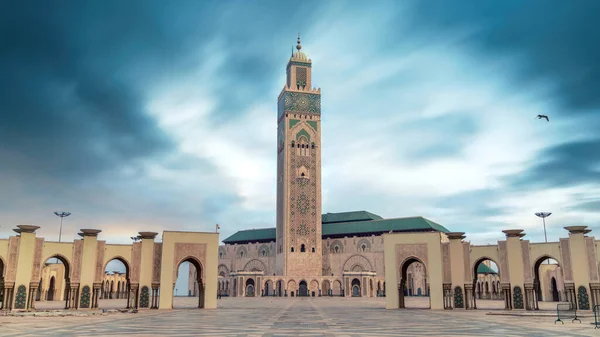 Casablanca Marrocos Abril 2023 Mesquita Hassan Construída Sobre Oceano Atlântico — Fotografia de Stock