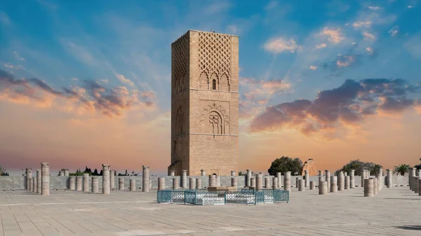 Rabat Maroko Wrzesień 2022 Wieża Hassana Mauzoleum Mohammeda Zbudowana Dla — Zdjęcie stockowe