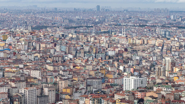 Istanbul, Turkey - January 2023: Mass housing in Istanbul, a city awaiting a devastating earthquake. However, buildings are largely unprepared, leaving it vulnerable to destruction and loss of life.