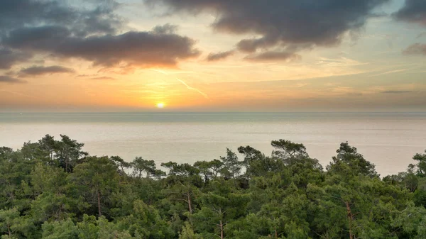 Sunset Mediterranean Sea Scene Southern Turkey Sun Casting Warm Glow — Stock Photo, Image