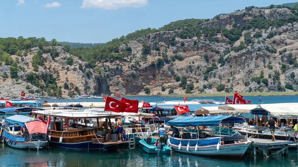Dalyan Ortaca Mugla Turecko Červen 2022 Prohlídka Lodí Nesoucích Turisty — Stock fotografie