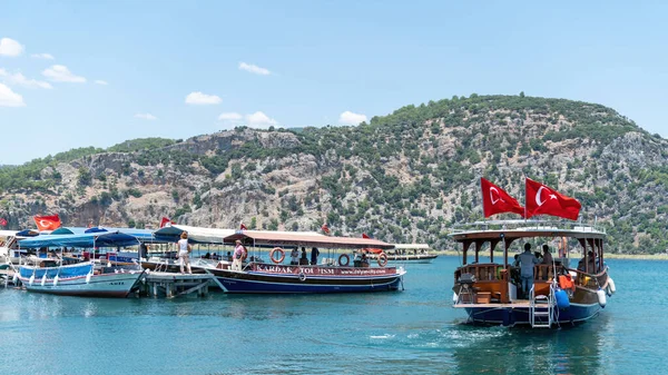Dalyan Ortaca Mugla Turquie Juin 2022 Bateaux Excursion Transportant Des — Photo