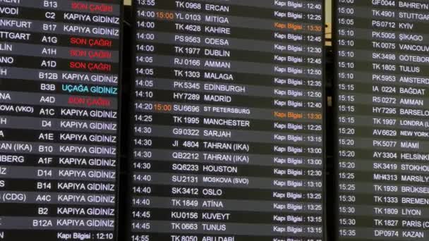 Isztambul Törökország 2023 Április Repüléstájékoztató Táblázat Isztambuli Repülőtéren Digitális Indulási — Stock videók