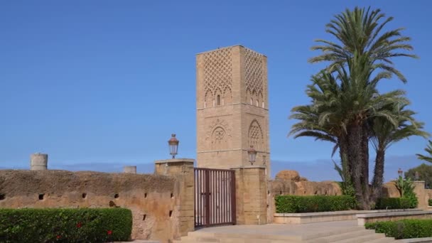 Rabat Maroko Września 2022 Wieża Hassana Mauzoleum Mohammeda Zbudowana Dla — Wideo stockowe