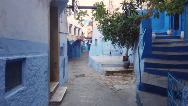Місто Шефшауен Марокко Відоме Блакитна Перлина Відоме Своїми Вражаючими Будівлями — стокове відео