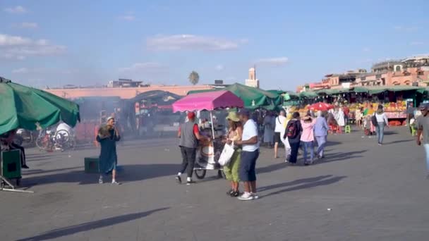 Marakeş Fas Eylül 2022 Jemaa Fnaa Marakeş Şehrinde Canlı Atmosferi — Stok video