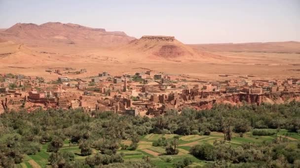 Tinghir 也被称为Tinerhir 是摩洛哥的一个城市 坐落在阿特拉斯山脉的高处 它以风景秀丽而闻名 绿油油的绿洲和土拨鼠峡谷 — 图库视频影像