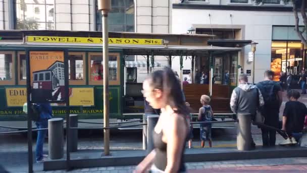 Сан Франциско Каліфорнія Сша Серпень 2019 Року Ностальгічний Канатний Автомобіль — стокове відео