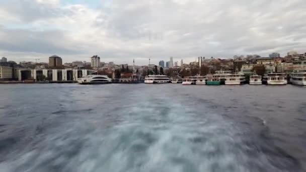 Istanbul Turkey October 2023 Time Lapse Bosphorus Passenger Boat Sailing — Stock Video
