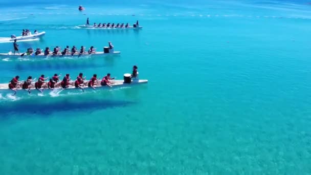 Marmaris Türkei Juli 2023 Teams Paddeln Langen Schmalen Booten Drachenboot — Stockvideo