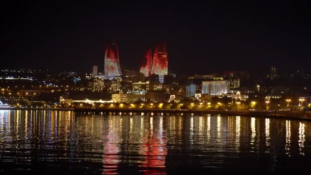 Baku Azerbaijão Julho 2019 Torres Chama Animação Chama Com Luzes — Vídeo de Stock