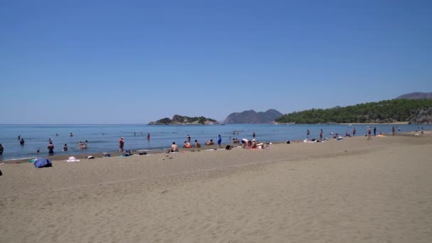 Παραλία Iztuzu Mugla Ιουλίου 2023 Ξαπλώστρες Στη Διάσημη Παραλία Iztuzu — Αρχείο Βίντεο
