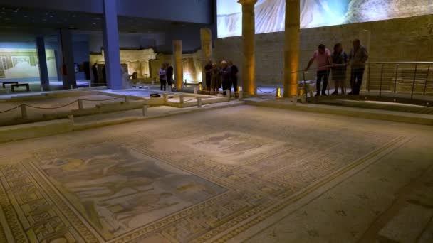 Газиантеп Турция Октября 2023 Года Туристы Посещают Музей Мозаики Зеугма — стоковое видео