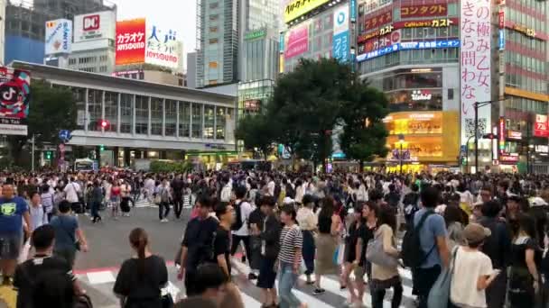 2023年8月14日2023年8月14日 渋谷交差点で歩行者の波が急上昇し 非常に混雑した歩行者交差点 — ストック動画