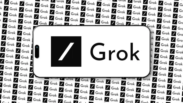 Istambul Turquia Fevereiro 2024 Grok Logo Marca Tela Smartphone Sobre Fotos De Bancos De Imagens Sem Royalties