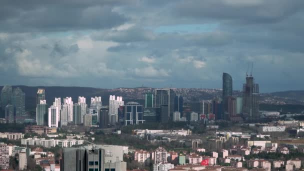 Estambul Turquía Dic 2023 Rascacielos Modernos Edificios Oficinas Distrito Maslak — Vídeo de stock